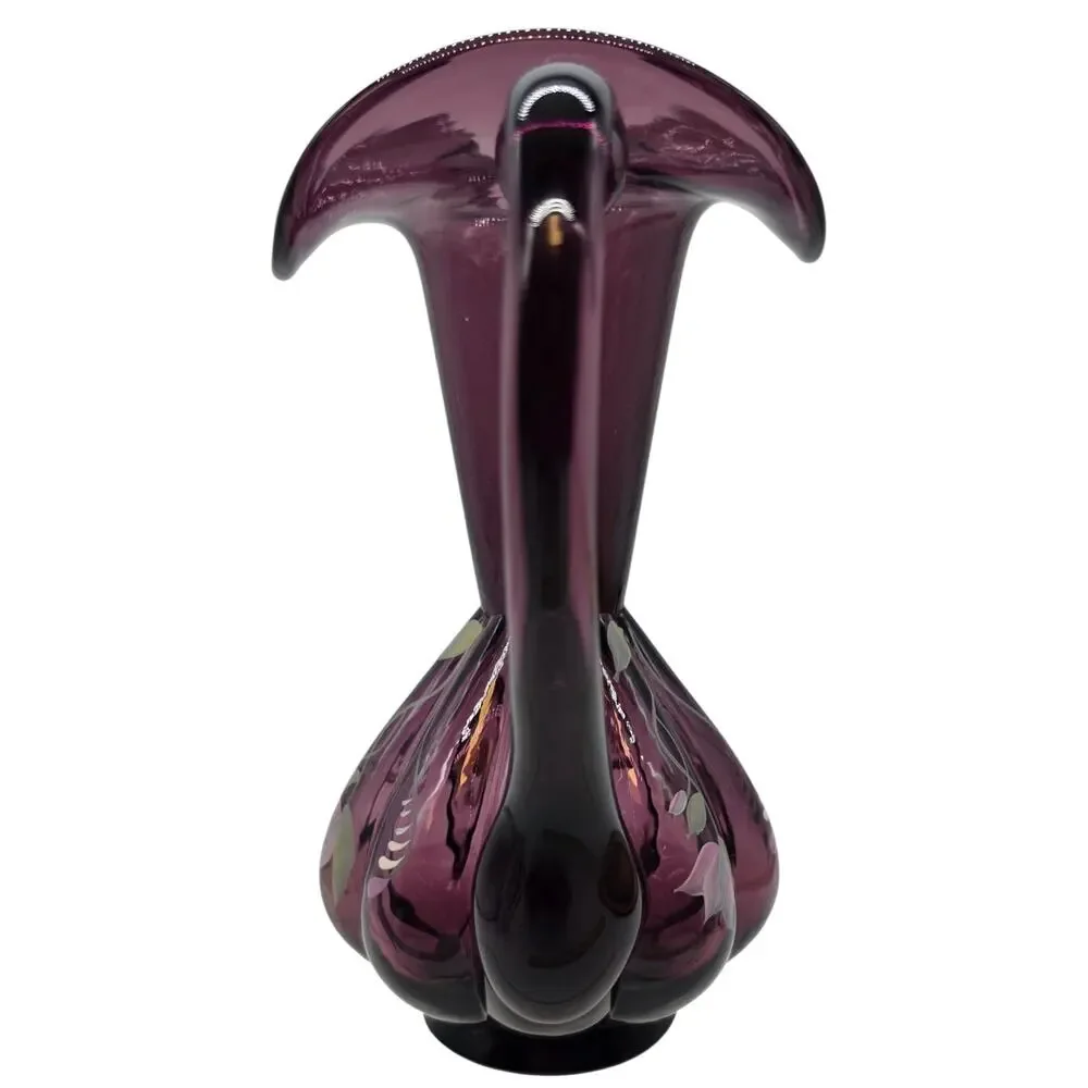 VINTAGE FENTON ROYAL PURPLE DECORATED EWER SIGNED 7